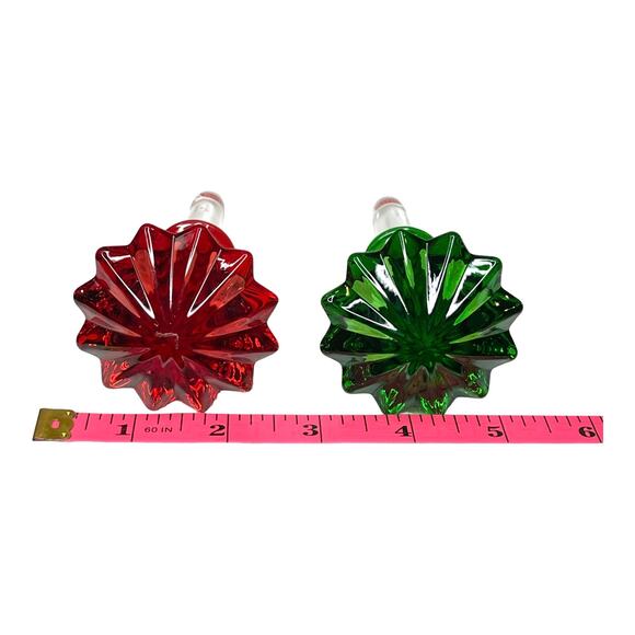 NEW Waterford Marquis Set (2) CRYSTALLINE BOTTLE STOPPERS Red Green 5" Brookside - Picture 6 of 9